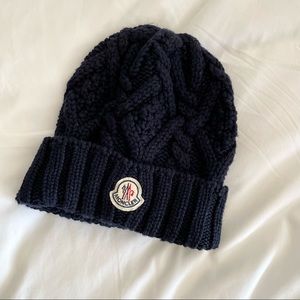 Moncler wool beanie in navy